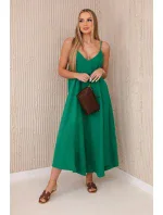 Mušelínové šaty bez ramienok zelené