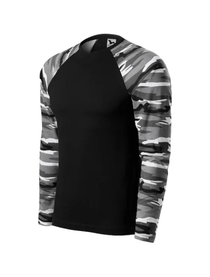 Maskáčové tričko LS unisex maskáčová sivá