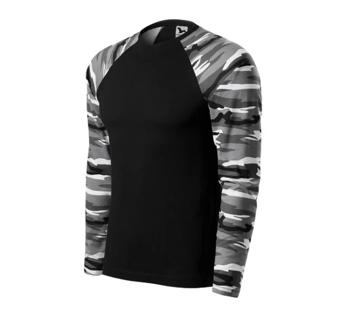 Maskáčové tričko LS unisex maskáčová sivá