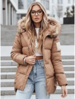 Dámská zimní prošívaná bunda s kapucí camel Dstreet model 21994853 - FashionStreet
