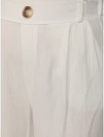 Dámske letné široké biele plátenné nohavice FashionStreet UY3080 Dámske letné široké biele plátenné nohavice FashionStreet UY3080