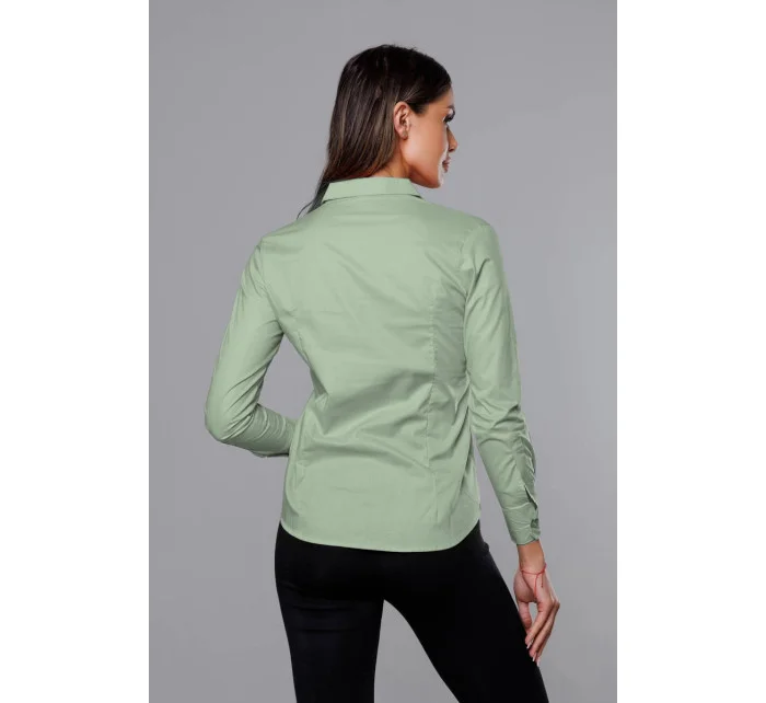 Světle zelená klasická dámská košile model 18302325 - J.STYLE Světle zelená klasická dámská košile model 18302325 - J.STYLE