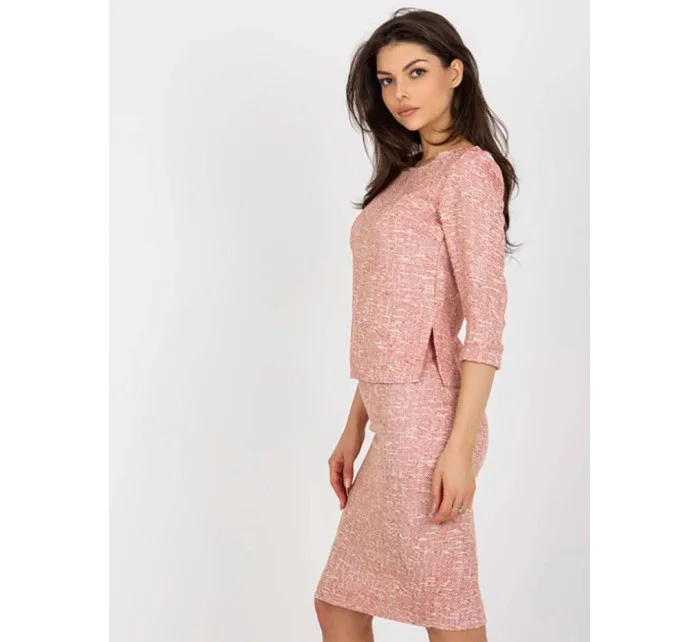 Červená melanžová vlnená ceruzková sukňa Lakerta (506490)