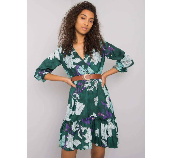 Šaty LC SK 22K model 17452350 tmavě zelená - FPrice Šaty LC SK 22K model 17452350 tmavě zelená - FPrice