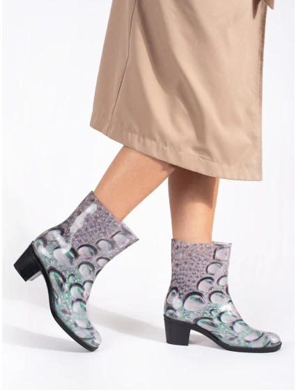 Módne dámske pestrofarebné gumáky na širokom podpätku Módne dámske pestrofarebné gumáky na širokom podpätku