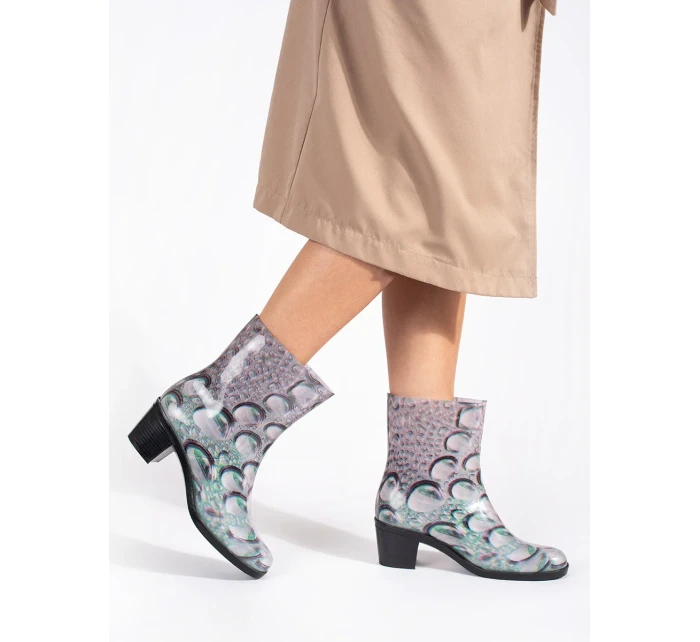 Módne dámske pestrofarebné gumáky na širokom podpätku Módne dámske pestrofarebné gumáky na širokom podpätku