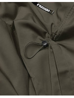 Tenký dámsky prehoz cez oblečenie v khaki farbe s kapucňou (B8118-11)