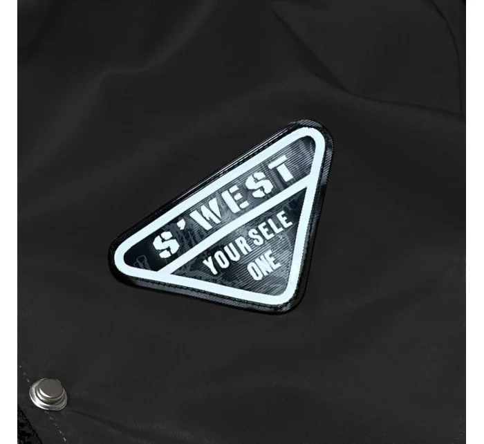 Tenká čierna dámska bunda s podšívkou (B8119-1)