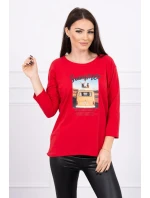 Blúzka s potlačou Letné auto červená