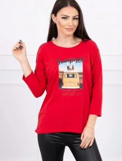 Halenka s potiskem Letní model 18744142 červená - K-Fashion