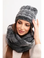 Dámská zimní souprava s čepicí a šálou s  grafitová model 21878015 - K-Fashion