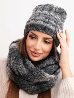 Dámská zimní souprava s čepicí a šálou s  grafitová model 21878015 - K-Fashion
