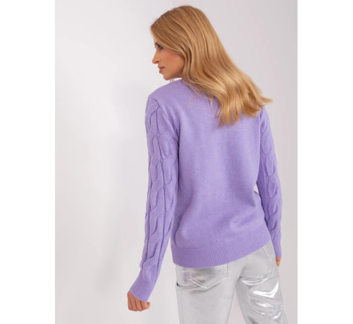 Sweter AT SW model 18955221 jasny fioletowy - FPrice Sweter AT SW model 18955221 jasny fioletowy - FPrice