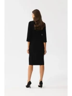 S350 Plášťové šaty s rázporkom vpredu - čierne