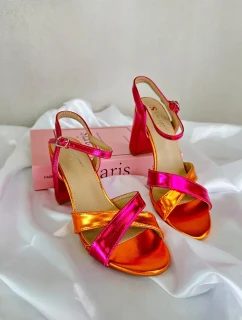 Ekologické kožené sandále na vysokom podpätku Fuchsia Abilica