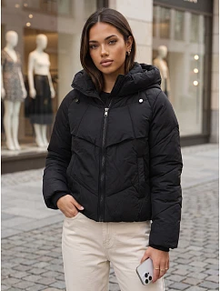 Dámská zimní prošívaná bunda s kapucí, černá, FashionStreet TY6082