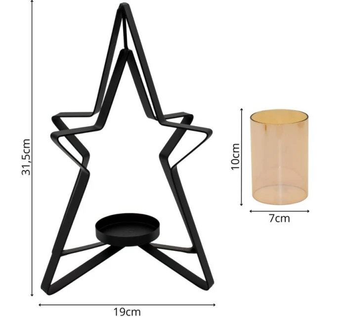 KOVOVÝ SVIETNIK 31,5 CM HVIEZDA SĽUDA