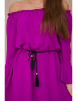 Šaty viazané v páse so šnúrkou tmavo fialové