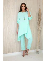 Sada halenky + kalhot s přívěskem světlá máta