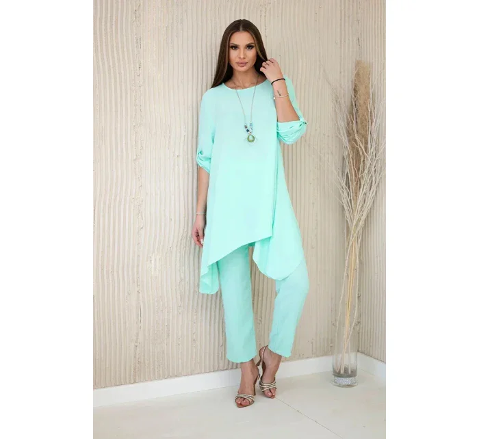 Sada halenky + kalhot s přívěskem světlá máta