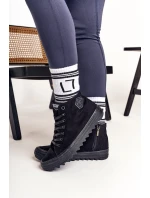 Damskie Wysokie Trampki Na Dużej Podeszwie BIG STAR FF274244 Czarne Damskie Wysokie Trampki Na Dużej Podeszwie BIG STAR FF274244 Czarne