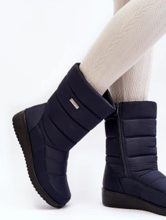 Ocieplane Śniegowce Na Koturnie Granatowe Calena