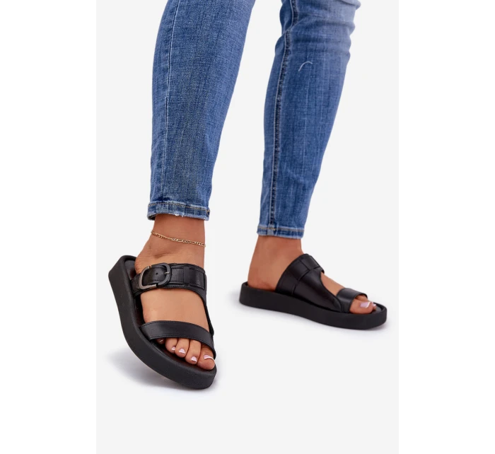 Kožené Dámské Sandały Na Platformě Černé model 21686355 - Zazoo