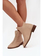 Skórzane Botki Na Suwak Zazoo 2785/079 Beżowe Skórzane Botki Na Suwak Zazoo 2785/079 Beżowe
