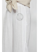 Monnari Nohavice Dámske bavlnené nohavice s rázporkami Biela