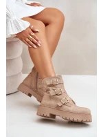 Zateplené dámske členkové topánky s béžovou ozdobou Ciascia