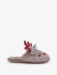 Vianočné papuče s motívom sobov Tmavo béžová Sylaia