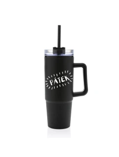 PÁTEK - černý cestovní hrnek s průhledným víčkem 900 ml