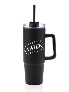 PÁTEK - černý cestovní hrnek s průhledným víčkem 900 ml