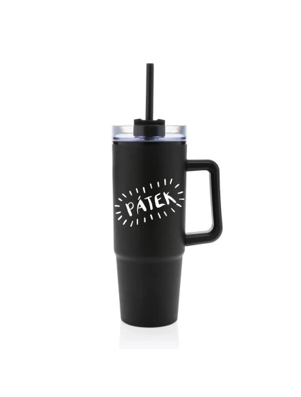 PÁTEK - černý cestovní hrnek s průhledným víčkem 900 ml