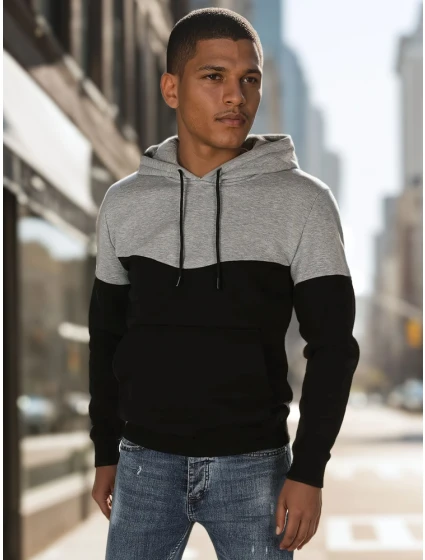 Pánská základní mikina s kapucí světle šedá Dstreet model 21985901 - FashionStreet