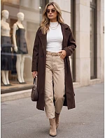Płaszcz damski z paskiem brązowy model 22349673 - FashionStreet
