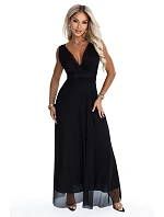 model 22302475 Elegantní maxi šaty s výstřihem do V a odhalenými zády – černé - numoco basic model 22302475 Elegantní maxi šaty s výstřihem do V a odhalenými zády – černé - numoco basic