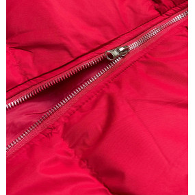 Červená dámska zimná bunda s kapucňou (5M722-270)