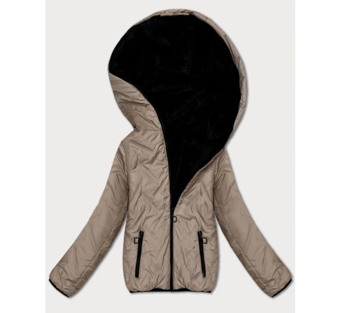 Béžovo-čierna obojstranná dámska prechodná bunda S'West (B8546-1201)