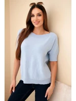 Dámsky viskózový sveter s krátkymi rukávmi modrý