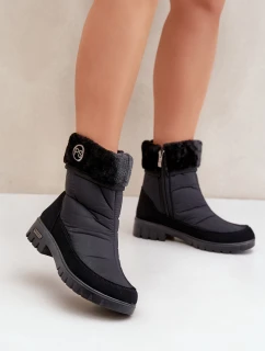 Damskie Modne Ocieplane Śniegowce Progress PROGJ-21-13 Czarne