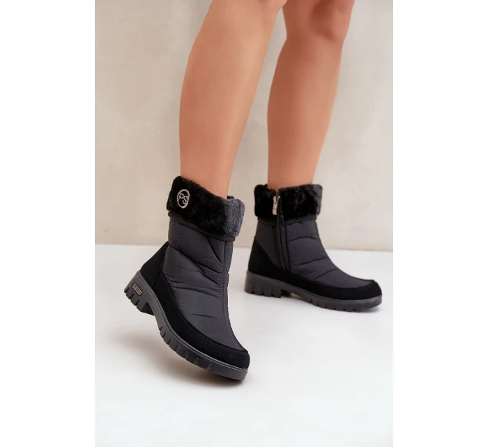 Damskie Modne Ocieplane Śniegowce Progress PROGJ-21-13 Czarne Damskie Modne Ocieplane Śniegowce Progress PROGJ-21-13 Czarne