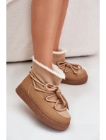 Śniegowce Damskie Na Platformie Ocieplane Futerkiem Camel Aziara Śniegowce Damskie Na Platformie Ocieplane Futerkiem Camel Aziara