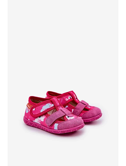 Dětské pantofle na suchý zip s fuchsie model 21682760 - Milami