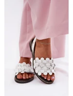 Skórzane Sandały Na Płaskim Obcasie Zazoo 40425 Białe