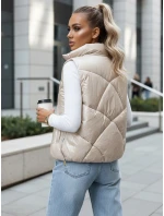 Dámska prešívaná vesta so stojačikom béžová FashionStreet TY3476