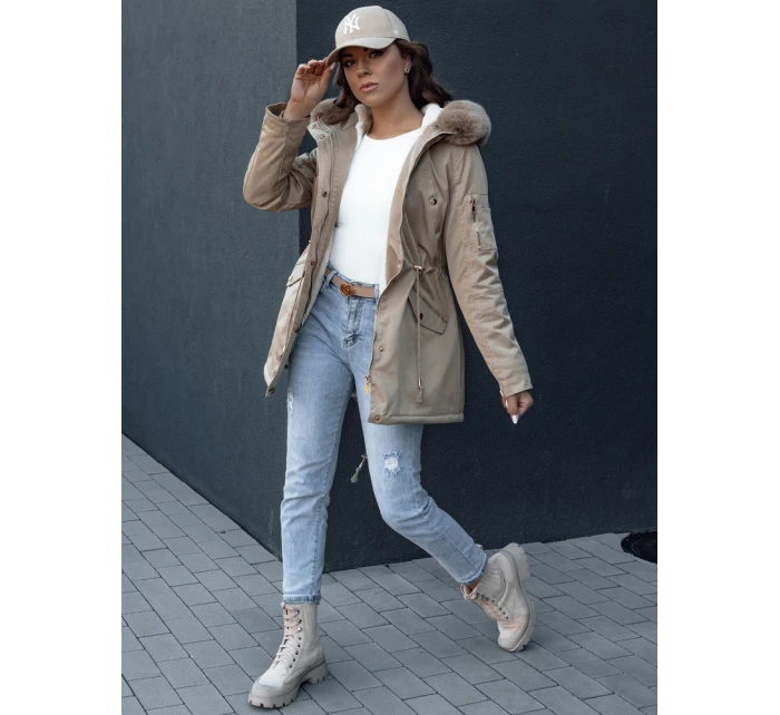 Dámská zimní bunda parka s kožešinou béžová Dstreet model 21979832 - FashionStreet