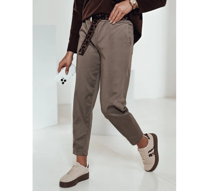 Dámské kalhoty v jedné velikosti s khaki páskem Dstreet model 21981962 - FashionStreet