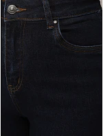 Dámske džínsy s vysokým pásom a širokými nohavicami tmavomodré FashionStreet UY2940