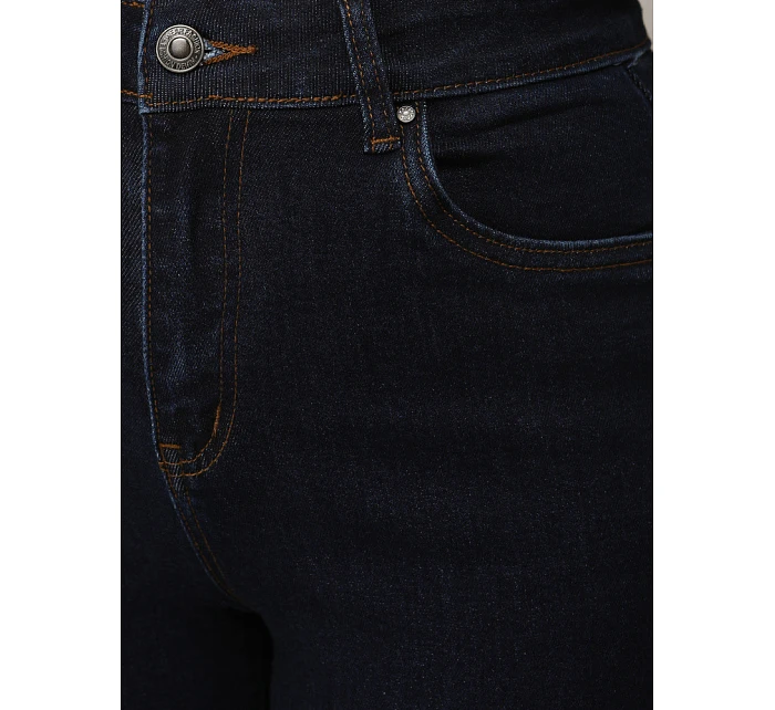 Dámske džínsy s vysokým pásom a širokými nohavicami tmavomodré FashionStreet UY2940